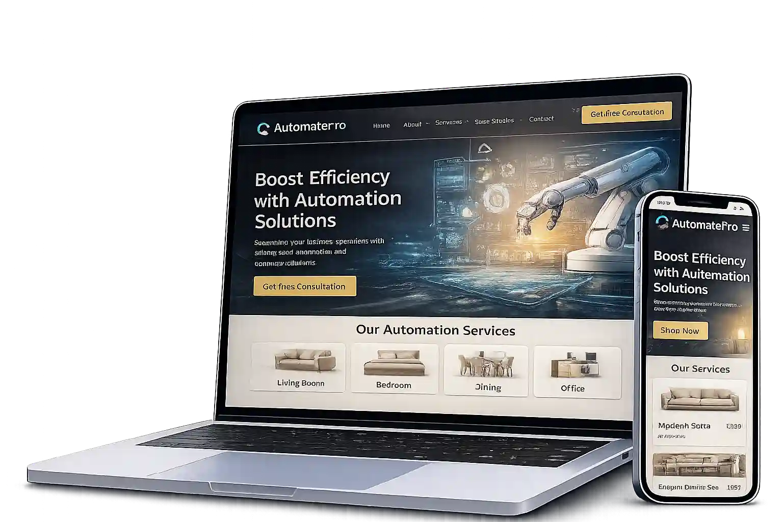 Automation platform on laptop with CRM workflows and API integrations