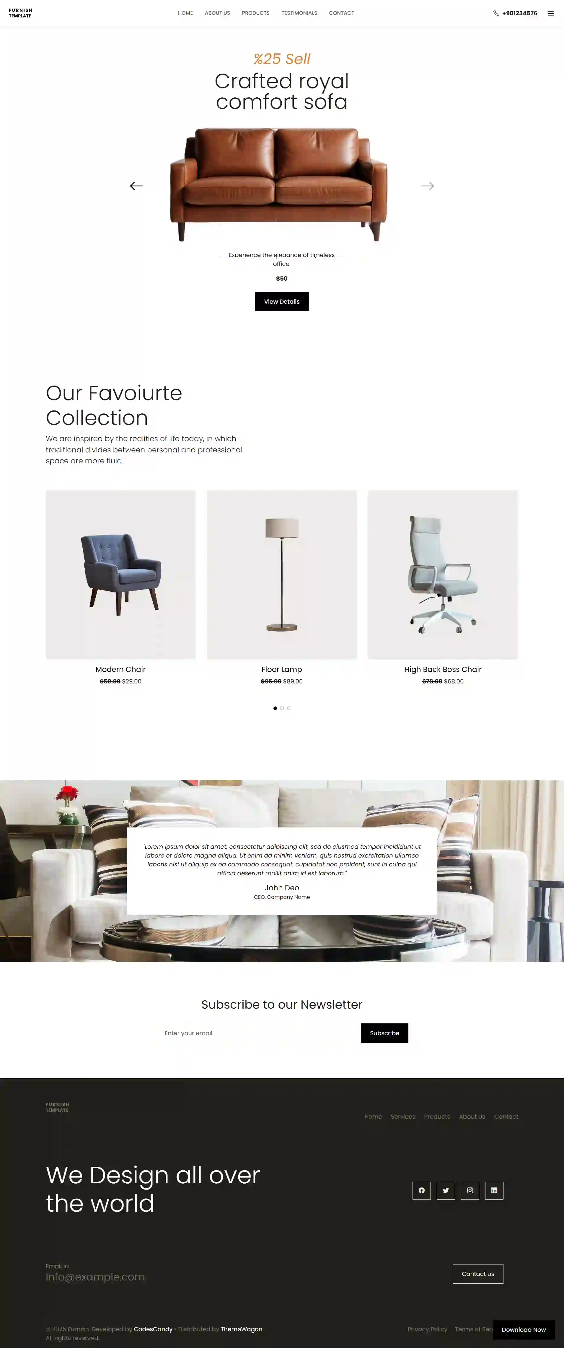 Before furniture store website with outdated product display and weak shopping experience