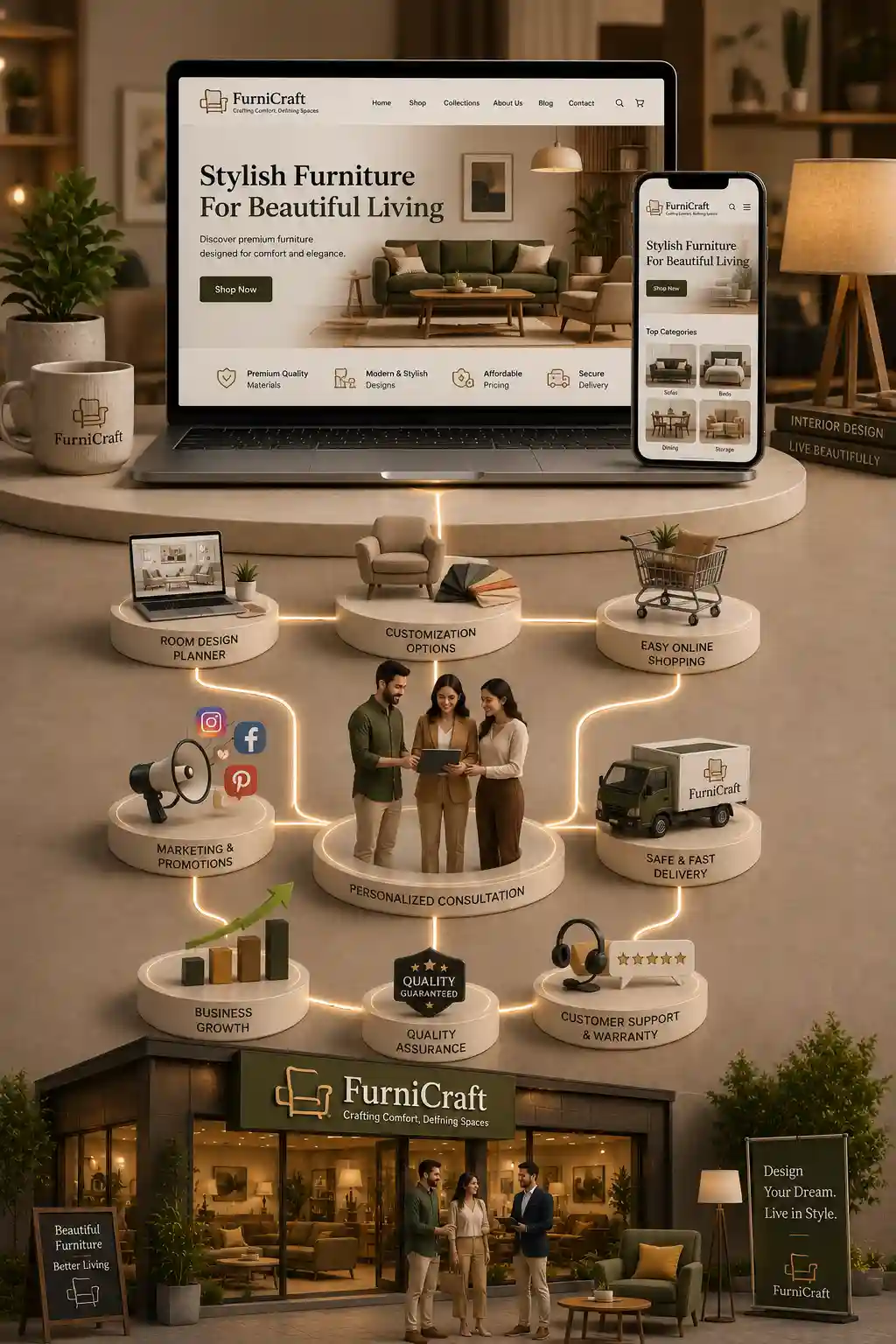 Furniture store losing online sales due to an outdated product website