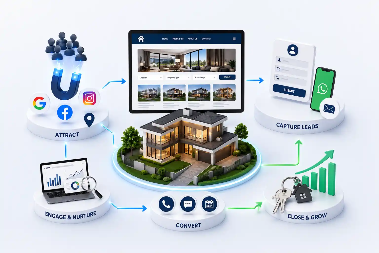 Real estate website solution with property search filters maps and lead generation