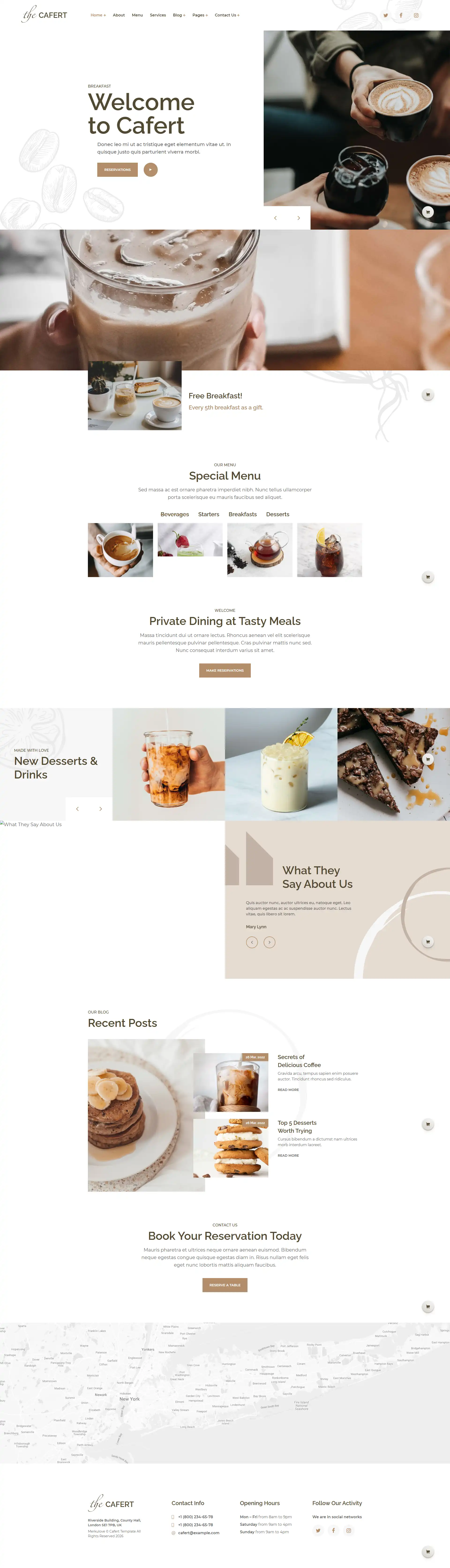 Modern cafe website design preview