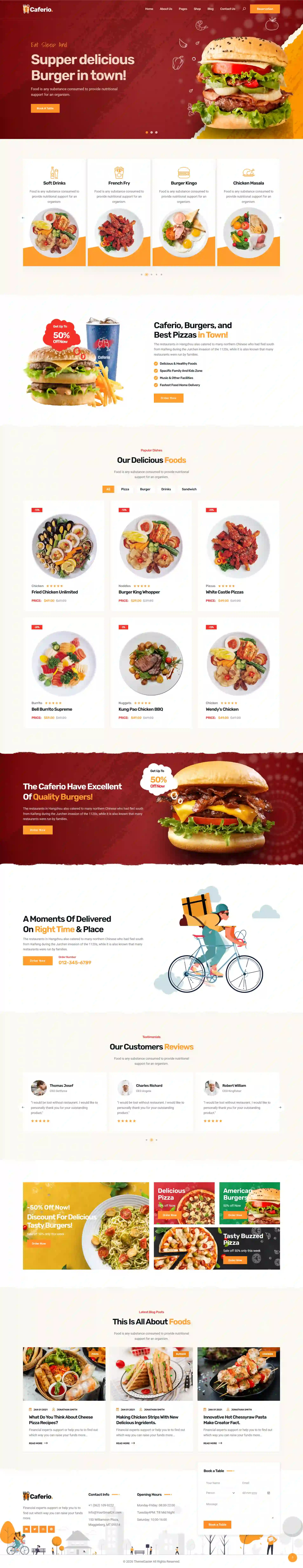 After modern cafe website with menu presentation and online ordering design