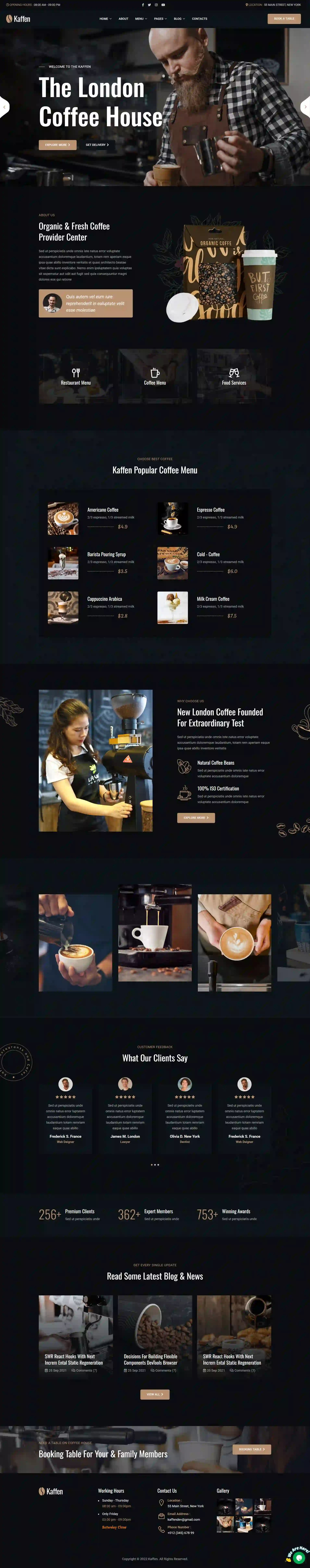 Multi-location cafe website design preview