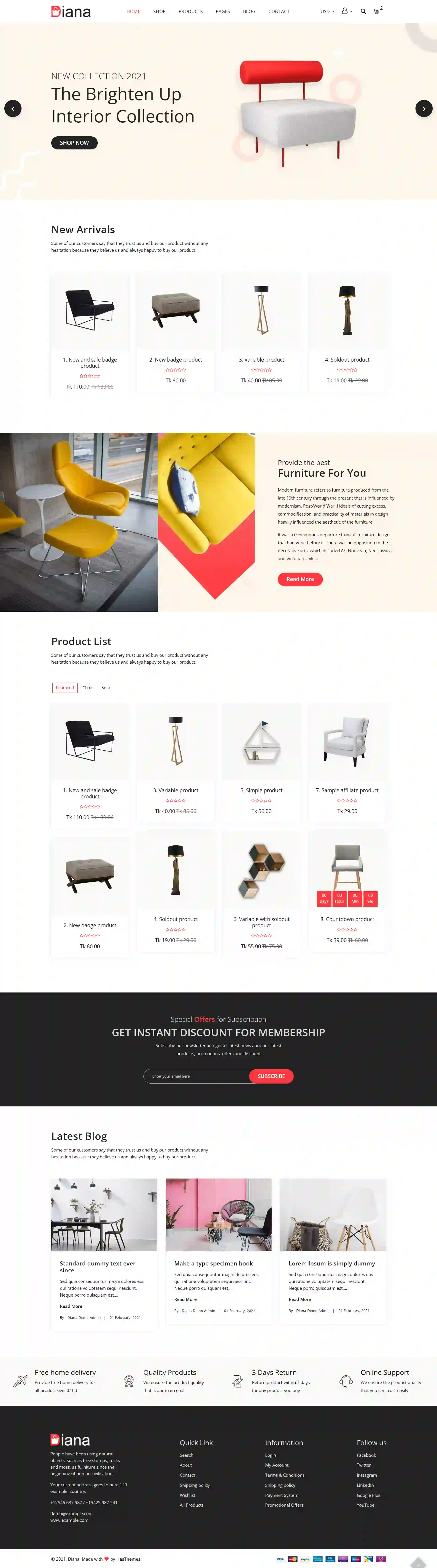 Home decor furniture website design preview