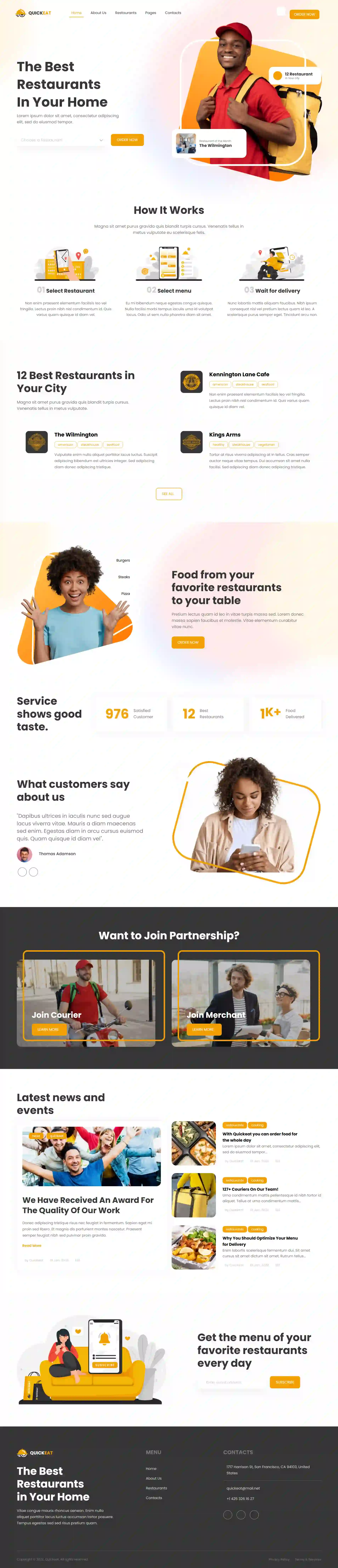 Cafe and bistro restaurant website design preview