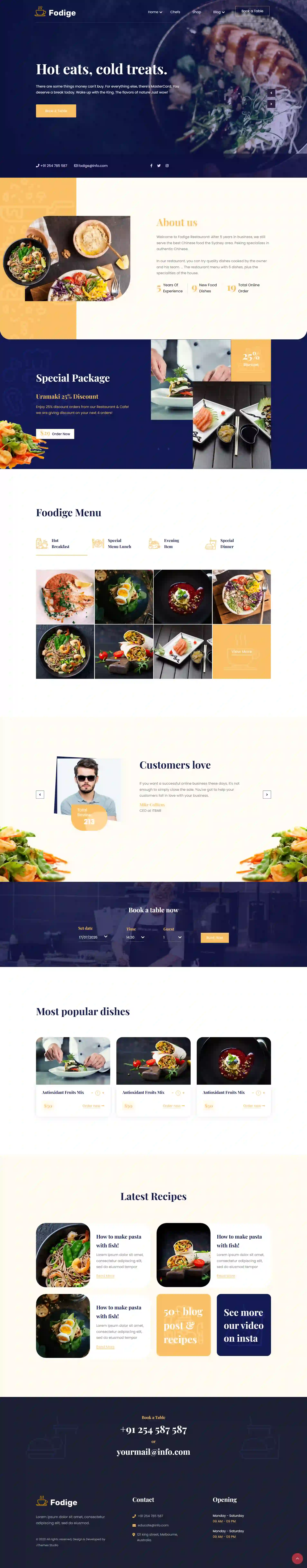 Food delivery restaurant website design preview
