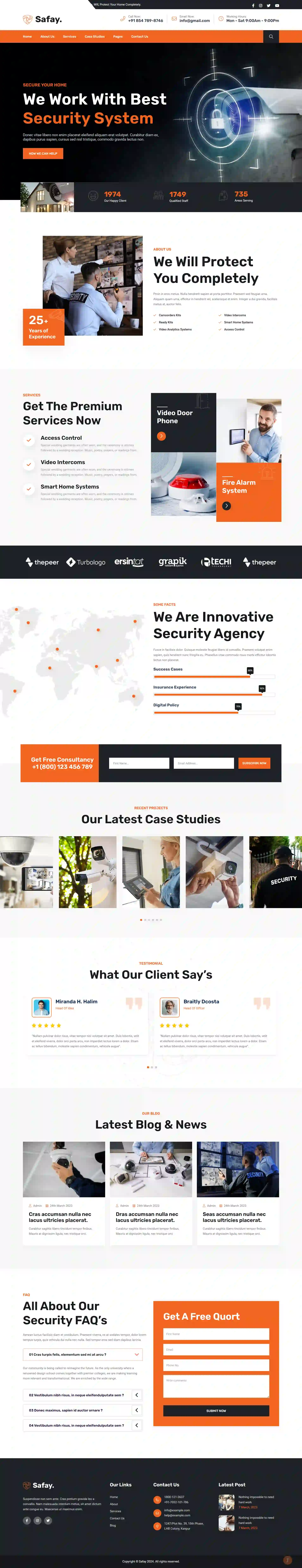 After modern security services website with professional branding and clear service offerings