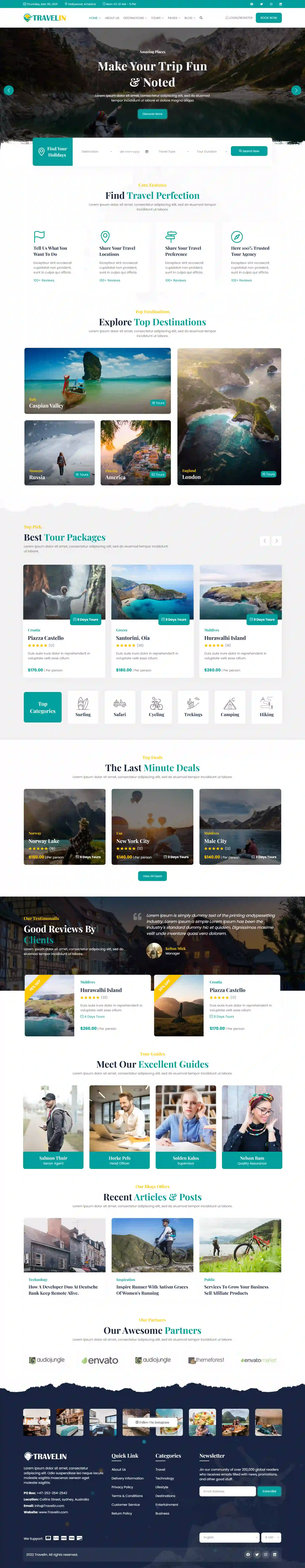 Adventure tours website design preview